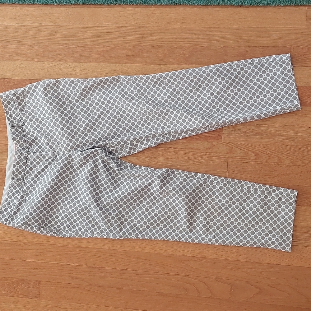 Zac & Rachel Womens 10 Gray and White Pattern Pants Straight Leg